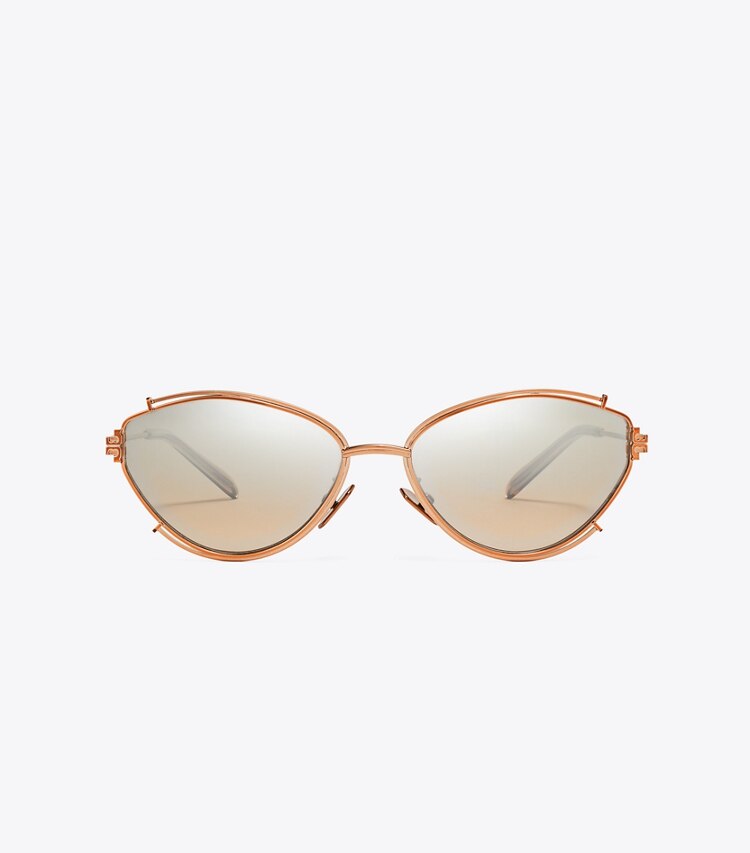 Tory Burch designer sunglasses & eyewear Eleanor Oval Sunglasses in COPPER/BROWN MIRROR GRADIENT SILVER front