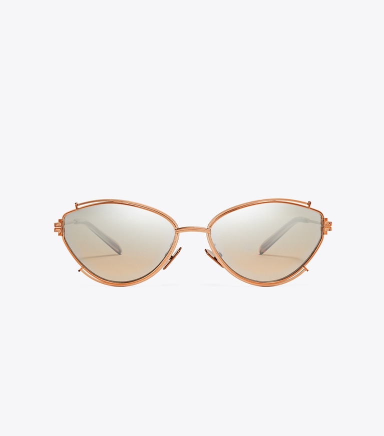 Tory Burch designer sunglasses & eyewear Eleanor Oval Sunglasses in COPPER/BROWN MIRROR GRADIENT SILVER front