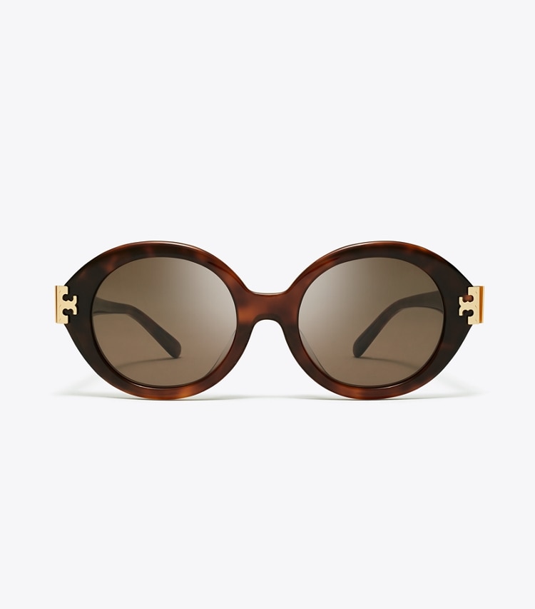 Tory Burch designer sunglasses & eyewear Eleanor Oval Sunglasses in GRADIENT TORTOISE/DARK BROWN front
