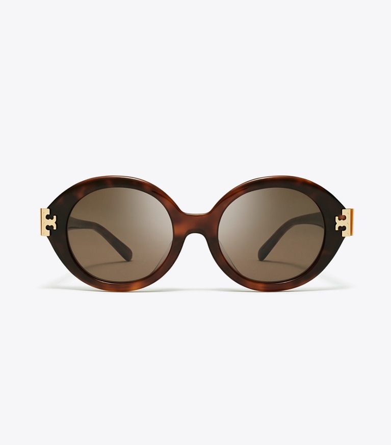 Tory Burch designer sunglasses & eyewear Eleanor Oval Sunglasses in GRADIENT TORTOISE/DARK BROWN front
