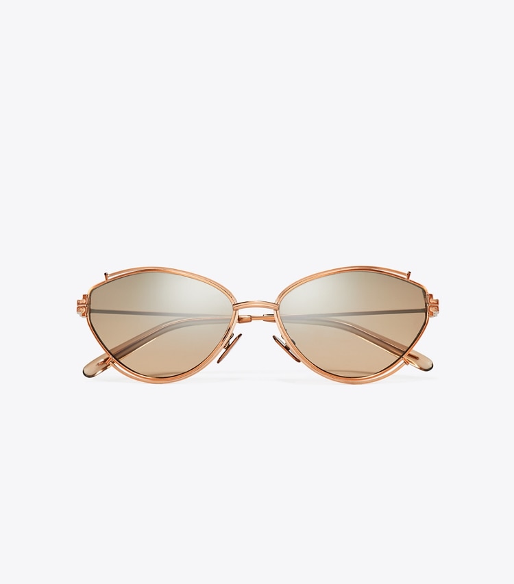 Tory Burch designer sunglasses & eyewear Eleanor Oval Sunglasses in COPPER/BROWN MIRROR GRADIENT SILVER overhead