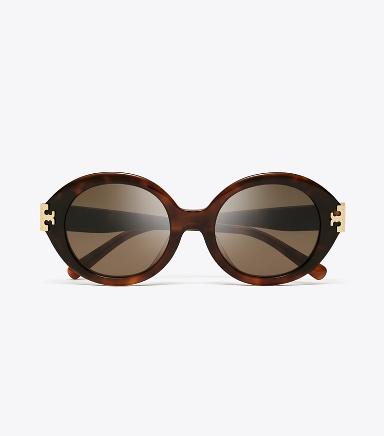 Tory Burch designer sunglasses & eyewear Eleanor Oval Sunglasses in GRADIENT TORTOISE/DARK BROWN overhead