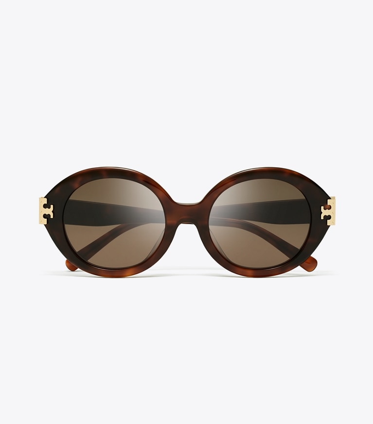Tory Burch designer sunglasses & eyewear Eleanor Oval Sunglasses in GRADIENT TORTOISE/DARK BROWN front