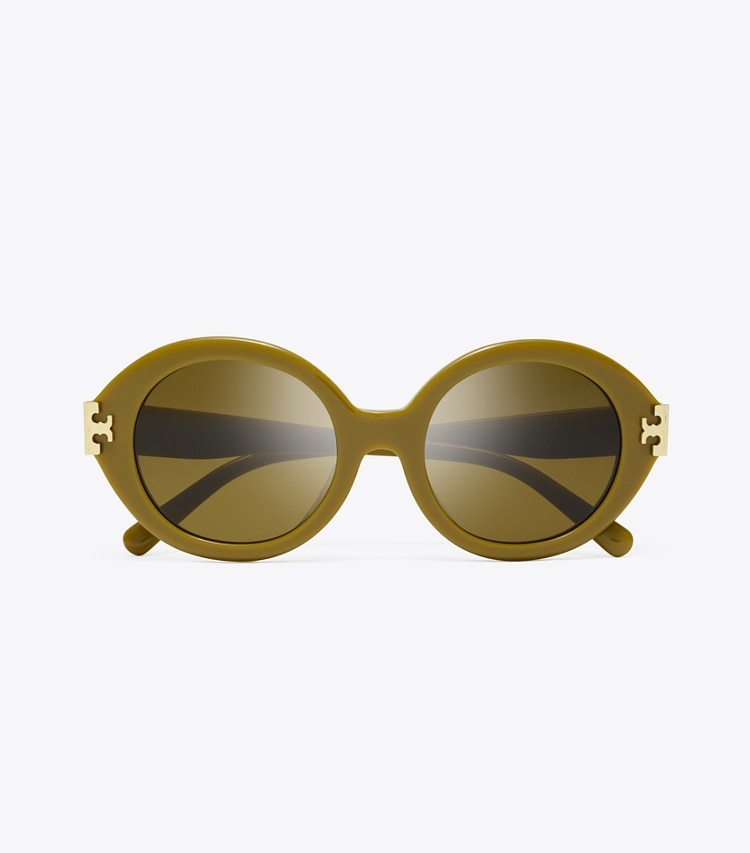 Tory Burch designer サングラス＆アイウェア エレノア オーバルサングラス in OLIVE GREEN/OLIVE BROWN オーバーヘッド