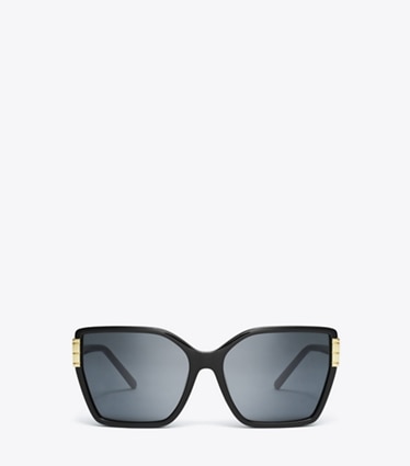 Tory Burch designer sunglasses & eyewear Eleanor Oversized Cat-Eye Sunglasses in BLACK/DARK GREY front