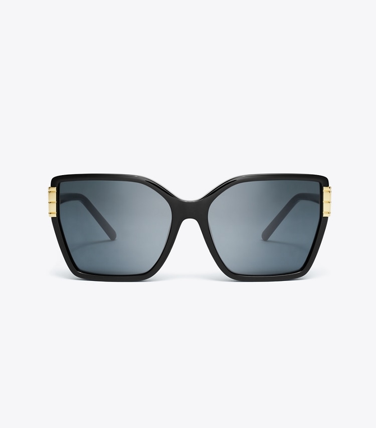 Tory Burch designer sunglasses & eyewear Eleanor Oversized Cat-Eye Sunglasses in BLACK/DARK GREY front
