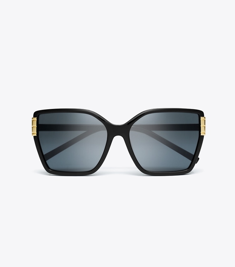 Tory Burch designer sunglasses & eyewear Eleanor Oversized Cat-Eye Sunglasses in BLACK/DARK GREY overhead