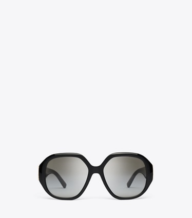 Tory Burch designer sunglasses & eyewear Eleanor Oversized Round Sunglasses in BLACK/GREY GRADIENT front