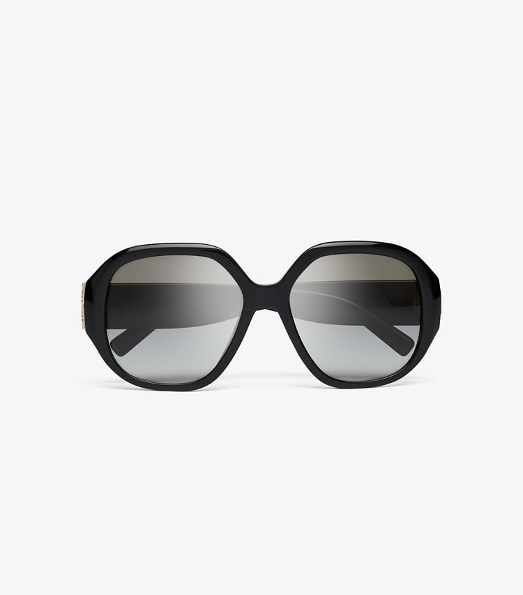 Tory Burch diseñador gafas de sol y gafas graduadas Eleanor Oversized Round Sunglasses en BLACK/GREY GRADIENT vista superior