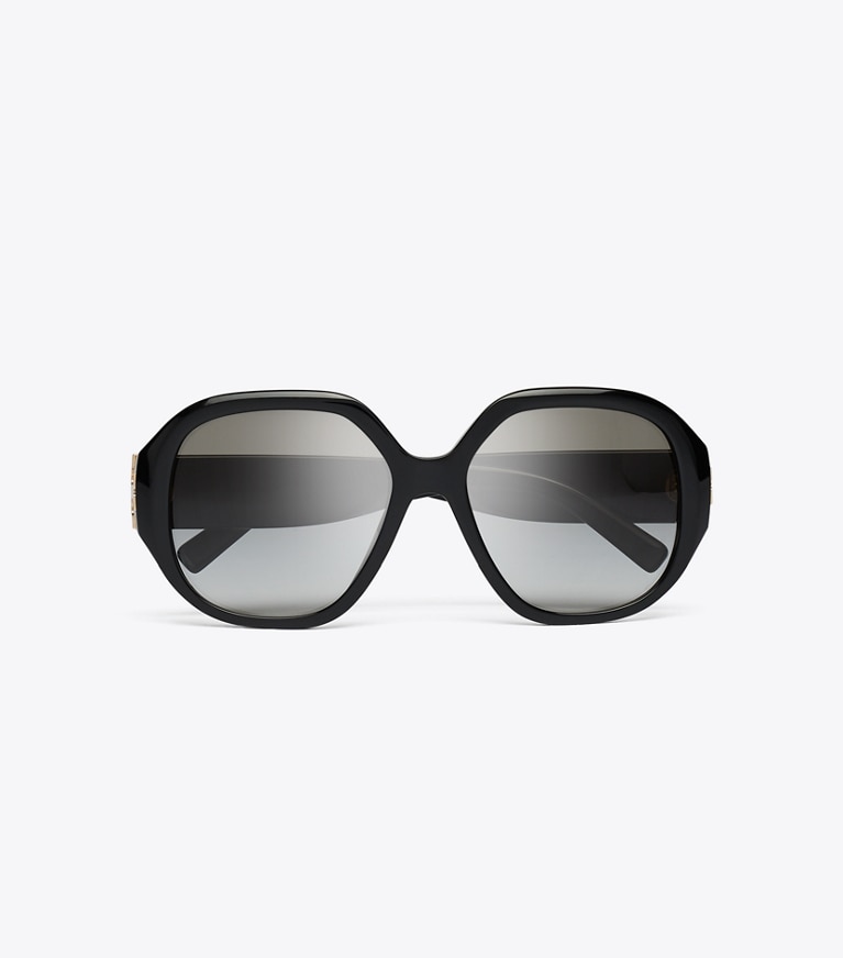 Tory Burch diseñador gafas de sol y gafas graduadas Eleanor Oversized Round Sunglasses en BLACK/GREY GRADIENT vista superior