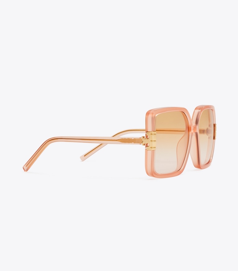 Tory Burch designer sunglasses & eyewear Eleanor Oversized Square Sunglasses in TRANSPARENT ORANGE/PINK GRADIENT ORANGE front