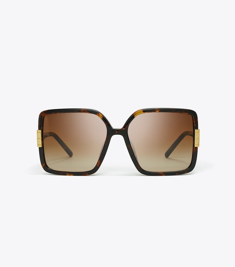 Tory Burch designer sunglasses & eyewear Eleanor Oversized Square Sunglasses in TORTOISE/LIGHT BROWN GRADIENT front