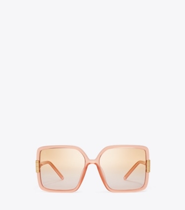 Tory Burch designer sunglasses & eyewear Eleanor Oversized Square Sunglasses in TRANSPARENT ORANGE/PINK GRADIENT ORANGE front