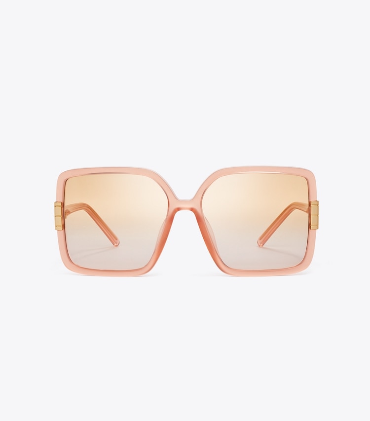 Tory Burch designer sunglasses & eyewear Eleanor Oversized Square Sunglasses in TRANSPARENT ORANGE/PINK GRADIENT ORANGE front