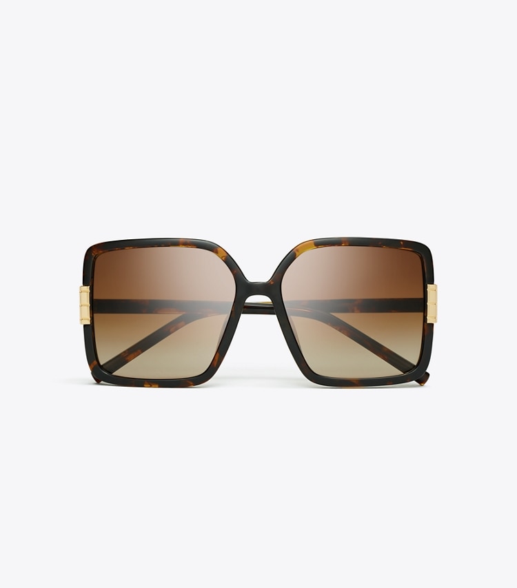 Tory Burch designer sunglasses & eyewear Eleanor Oversized Square Sunglasses in TORTOISE/LIGHT BROWN GRADIENT overhead