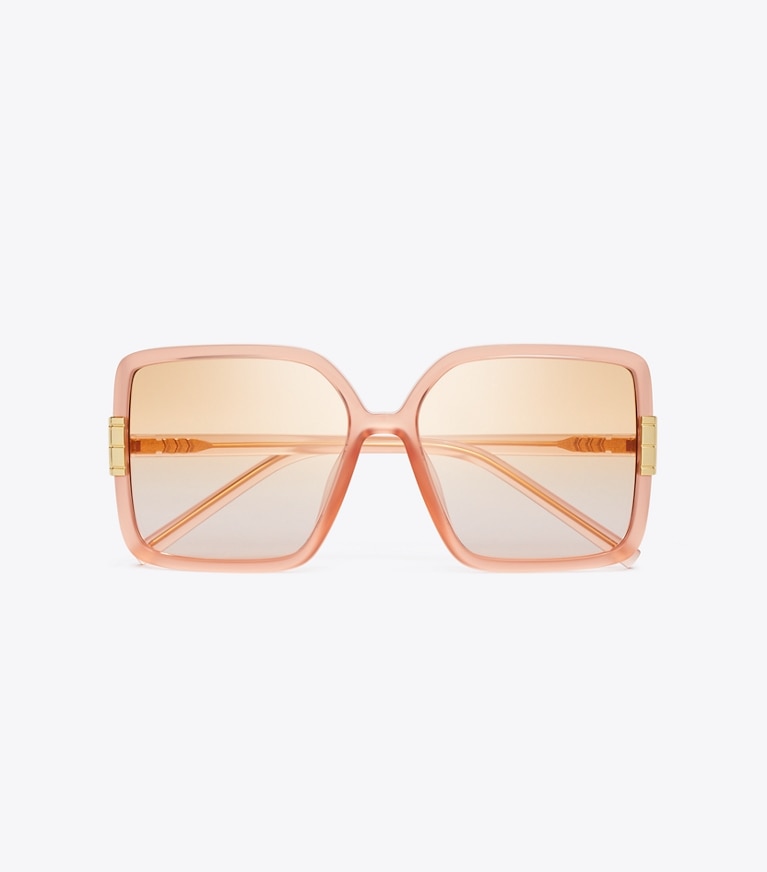 Tory Burch designer sunglasses & eyewear Eleanor Oversized Square Sunglasses in TRANSPARENT ORANGE/PINK GRADIENT ORANGE front