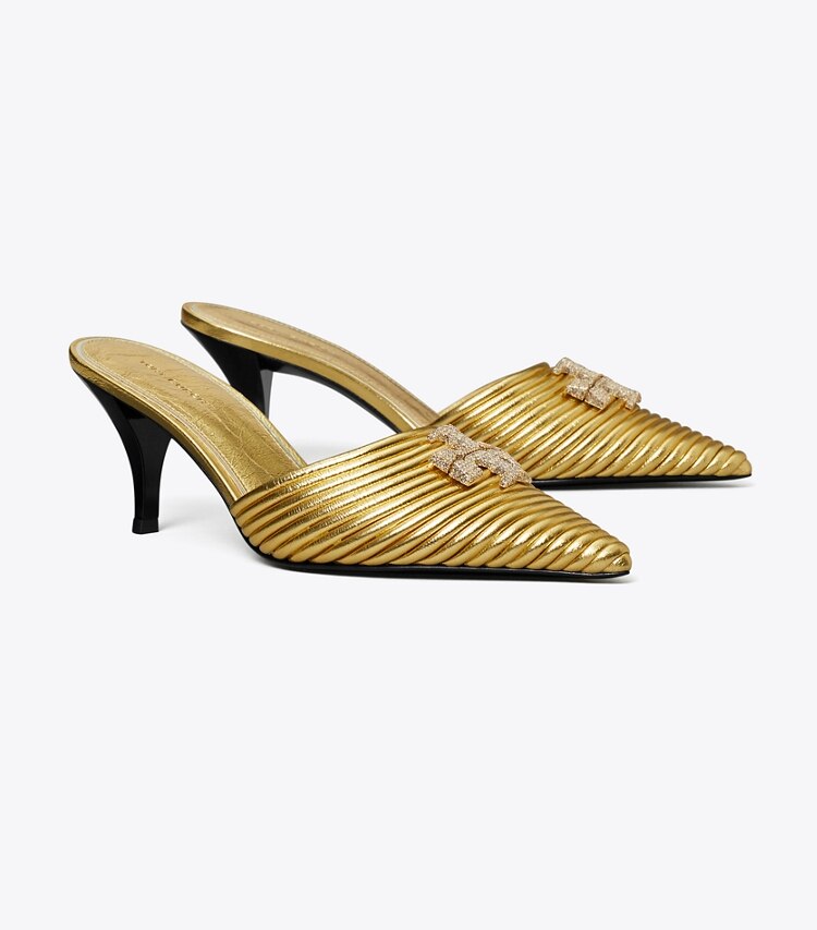 Tory Burch designer heels Eleanor Pantolette mit Pavé in 3D-Optik in GOLD RUSH angle
