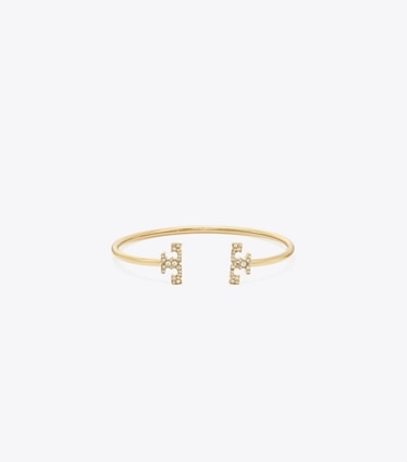 Tory Burch designer armbänder Eleanor Pavé Flex Cuff in Tory Gold / Crystal front