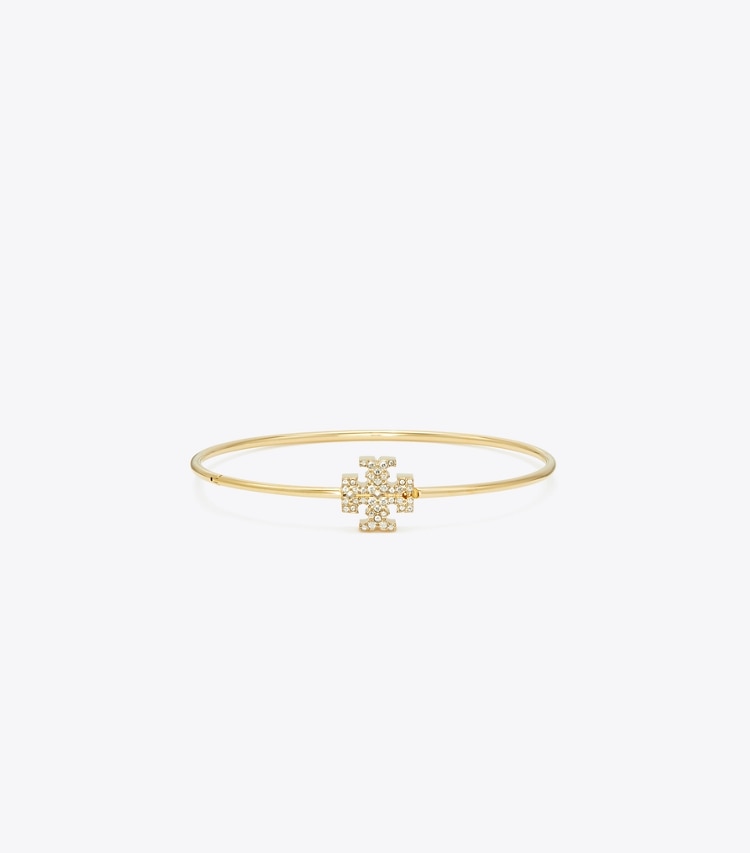 Tory Burch designer bracelets Eleanor Pavé Hinged Cuff in Tory Gold / Crystal front