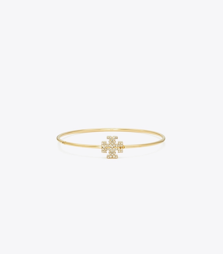 Tory Burch designer bracelets Eleanor Pavé Hinged Cuff in Tory Gold / Crystal front