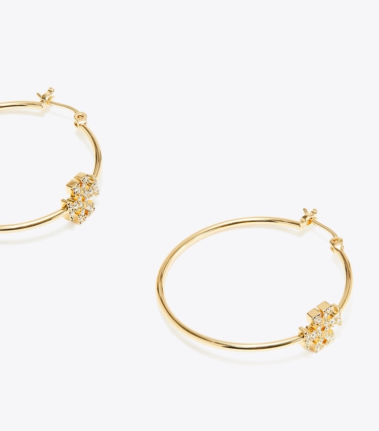 Tory Burch designer earrings Eleanor Pavé Hoop Earring in Tory Gold / Crystal detail