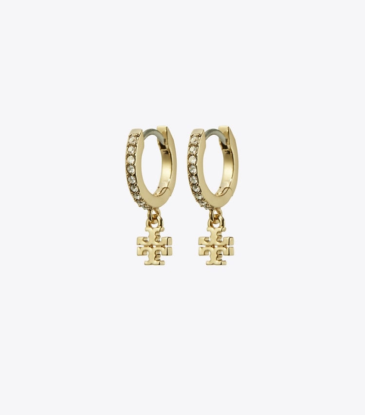 Tory Burch designer イヤリング＆ピアス エレノア パヴェ ハギーピアス in Tory Gold / Crystal front