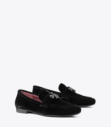 Tory Burch designer フラット エレノア パヴェ ローファー ワイド in PERFECT BLACK angle