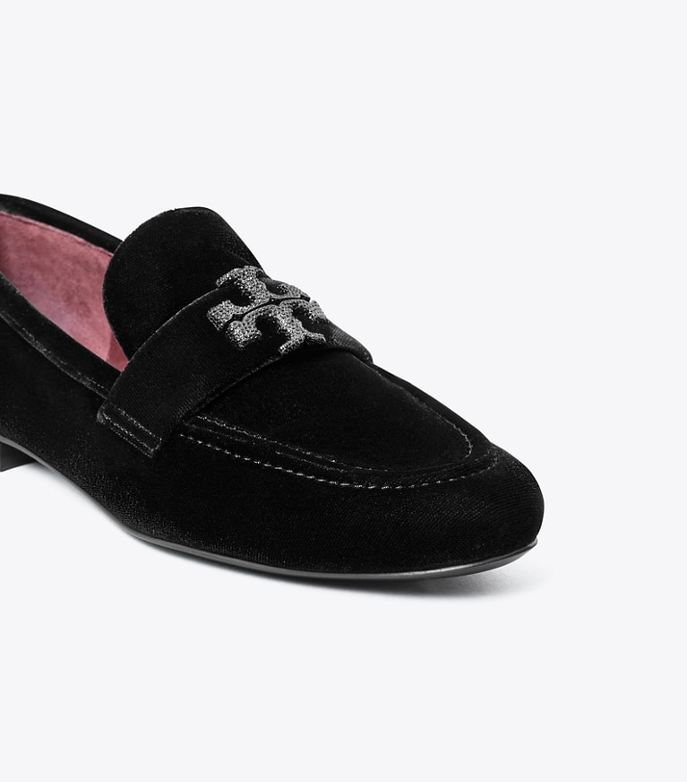 Tory Burch designer フラット エレノア パヴェ ローファー ワイド in PERFECT BLACK angle