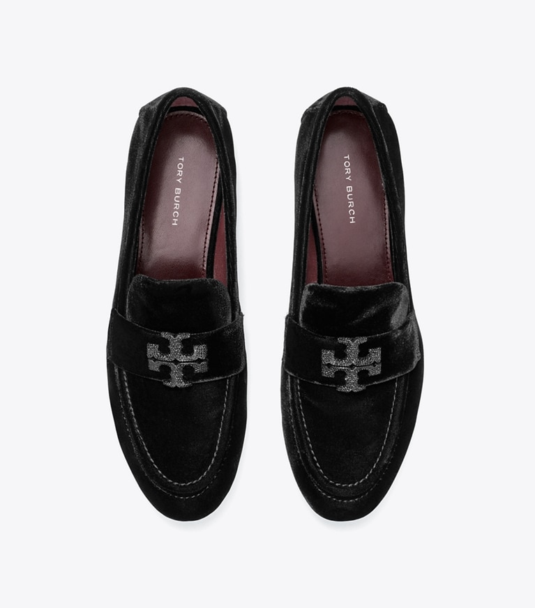 Tory Burch designer フラット エレノア パヴェ ローファー ワイド in PERFECT BLACK angle