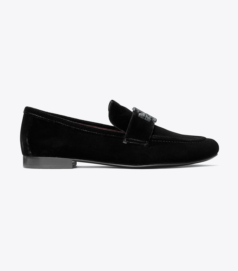 Tory Burch designer フラット エレノア パヴェ ローファー ワイド in PERFECT BLACK angle