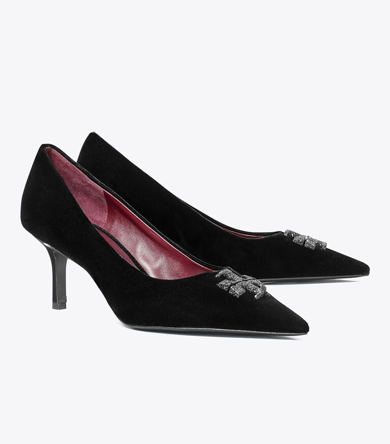 Tory Burch designer heels Eleanor Pavé-Pumps in PERFECT BLACK angle