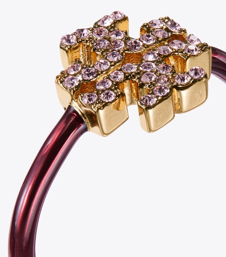 Tory Burch designer rings Eleanor Pavé Ring in Tory Gold / Burgundy / Vintage Rose angle