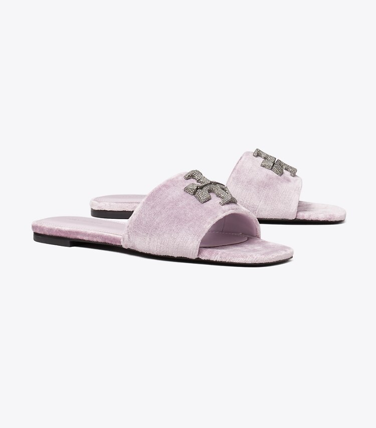 Tory Burch designer sandals Eleanor Pavé Slide in LILAC angle