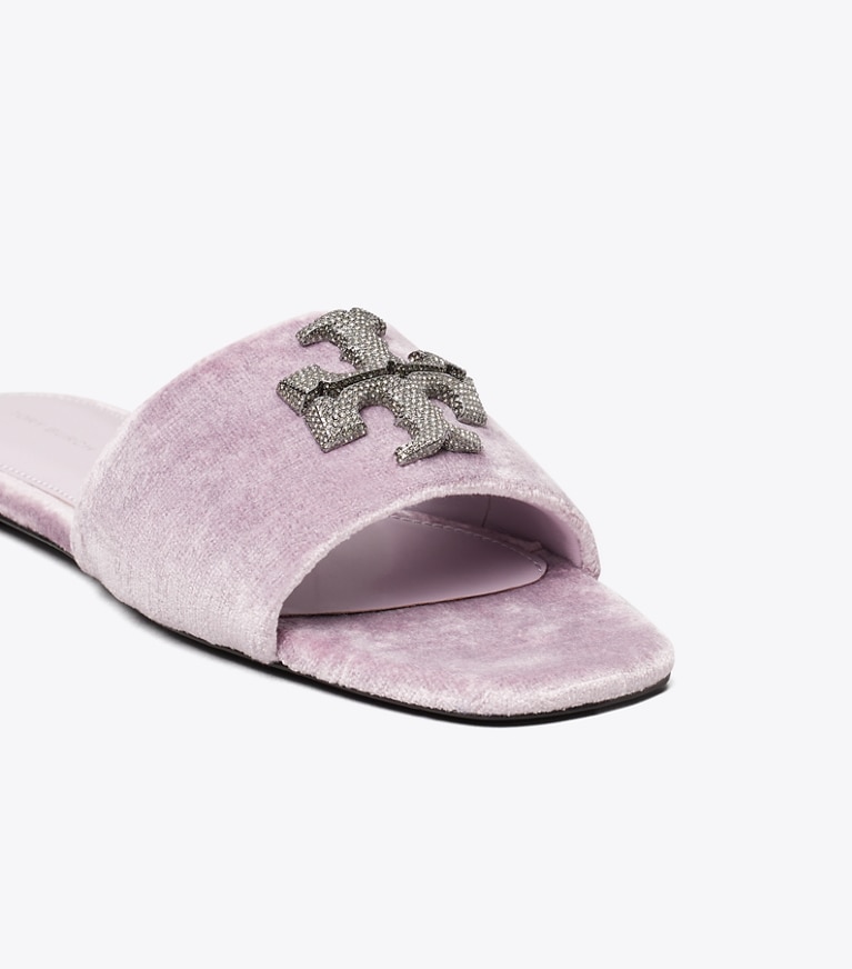 Tory Burch designer sandals Eleanor Pavé Slide in LILAC angle