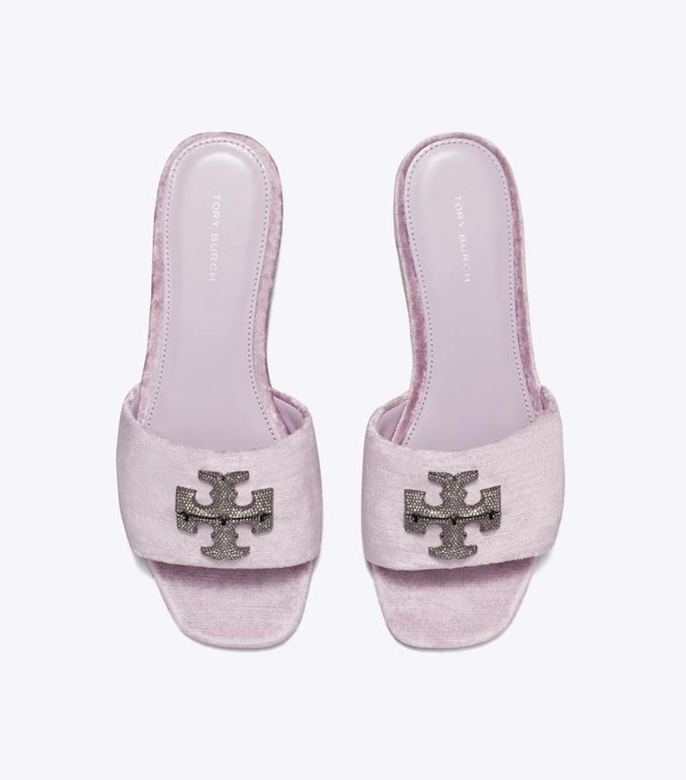 Tory Burch designer sandals Eleanor Pavé Slide in LILAC angle