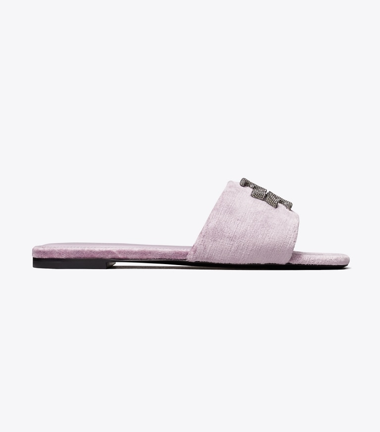 Tory Burch designer sandals Eleanor Pavé Slide in LILAC angle