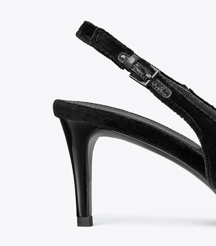 Tory Burch designer heels Eleanor Pavé Slingback in PERFECT BLACK detail