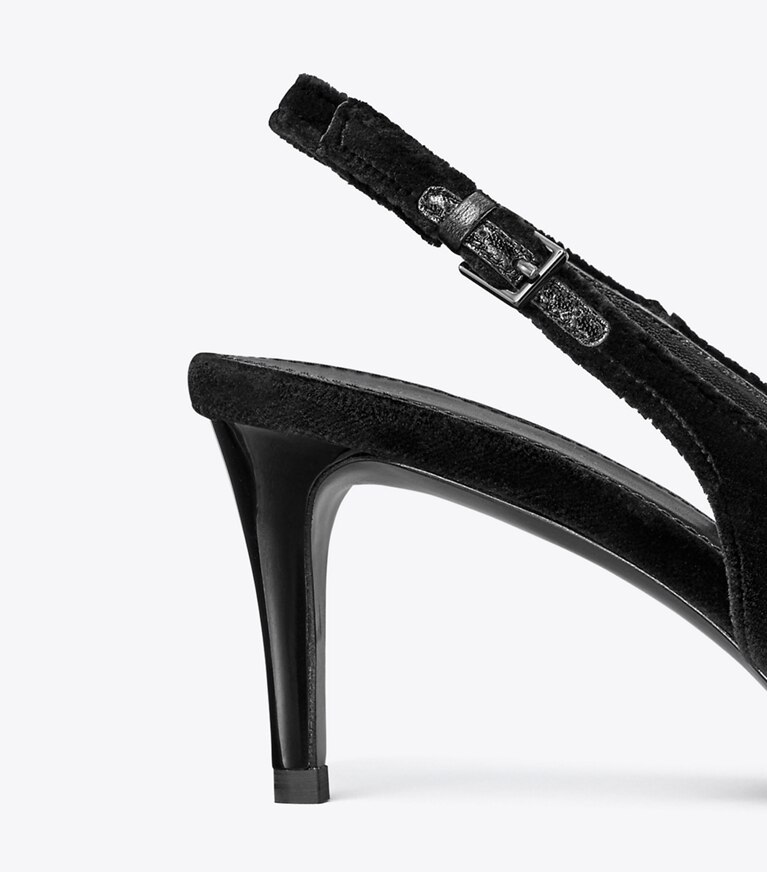 Tory Burch designer heels Eleanor Pavé Slingback in PERFECT BLACK angle