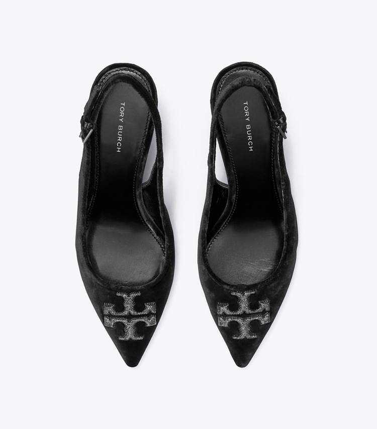 Tory Burch designer heels Eleanor Pavé Slingback in PERFECT BLACK overhead