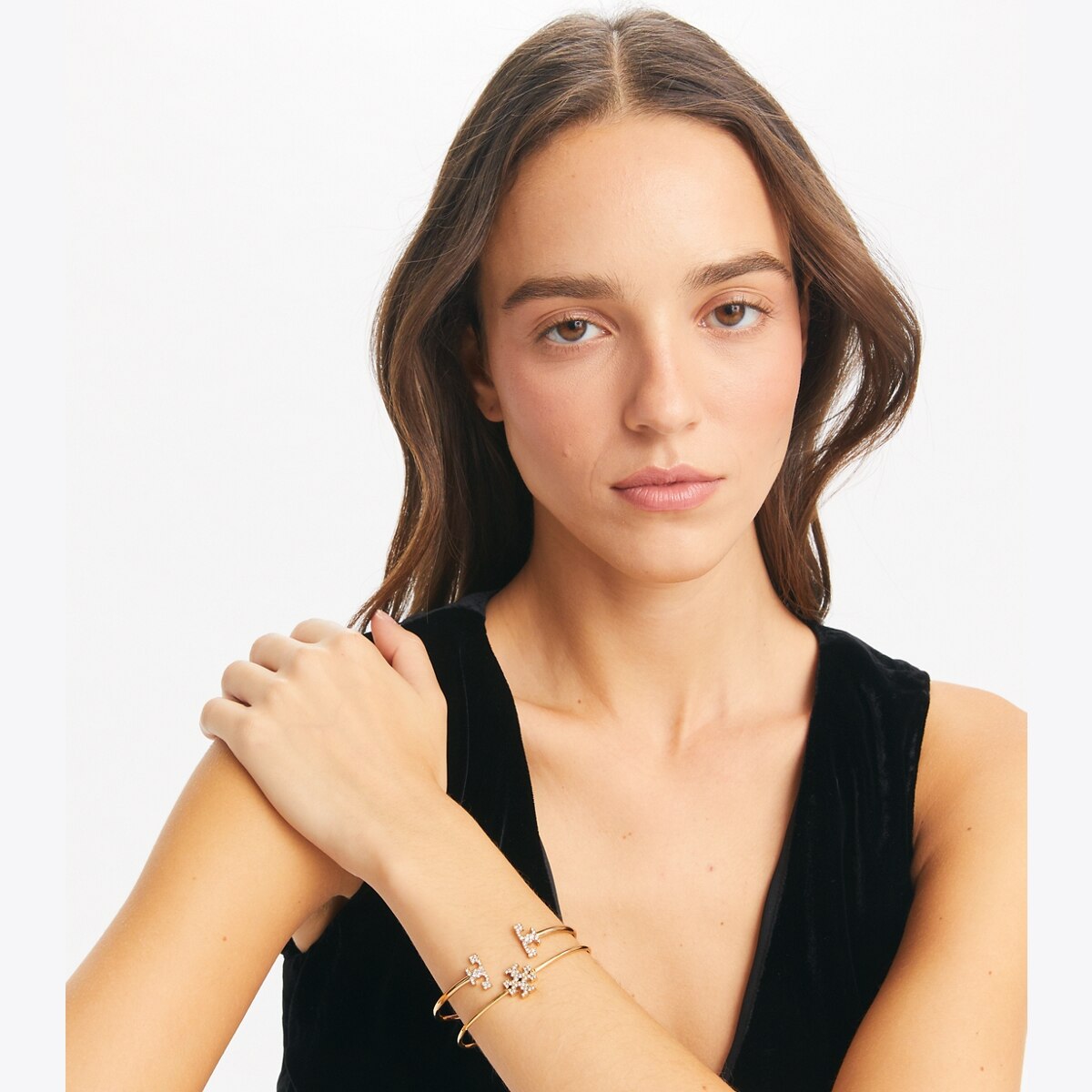 Eleanor Pavé Hinged Cuff: Women's Designer Bracelets | Tory