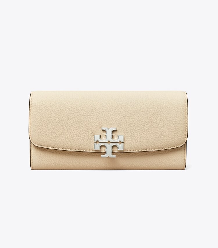 Tory Burch designer wallets Eleanor Pebbled Envelope Wallet in Oats front