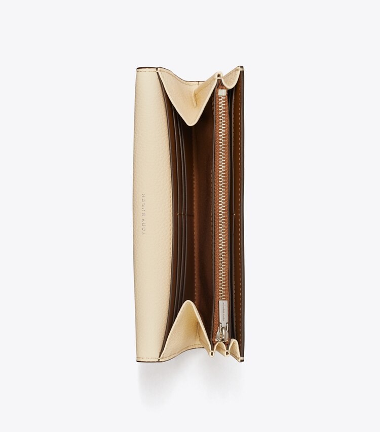 Tory Burch designer wallets Eleanor Pebbled Envelope Wallet in Oats overhead