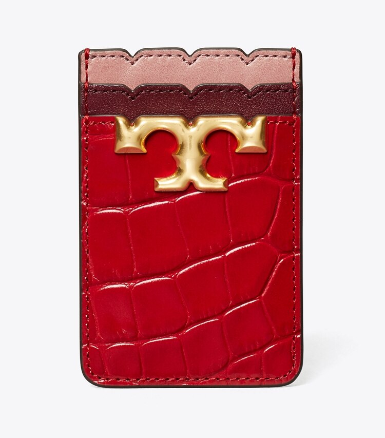 Tory Burch designer tech accessories Eleanor Phone Card Pocket in Redstone front