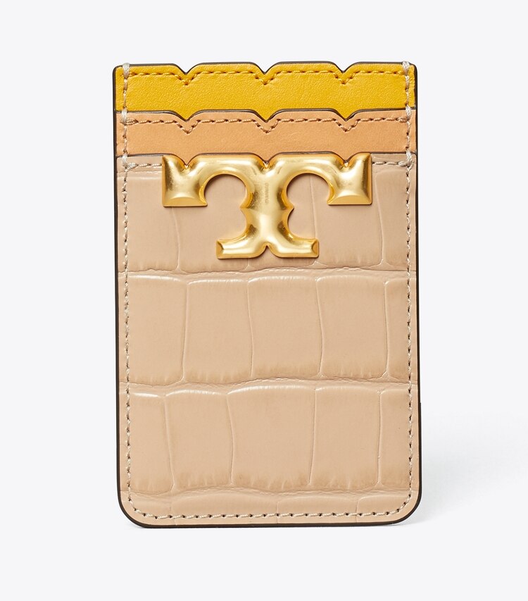 Tory Burch designer tech accessories Eleanor Phone Card Pocket in PERFECT SAND front