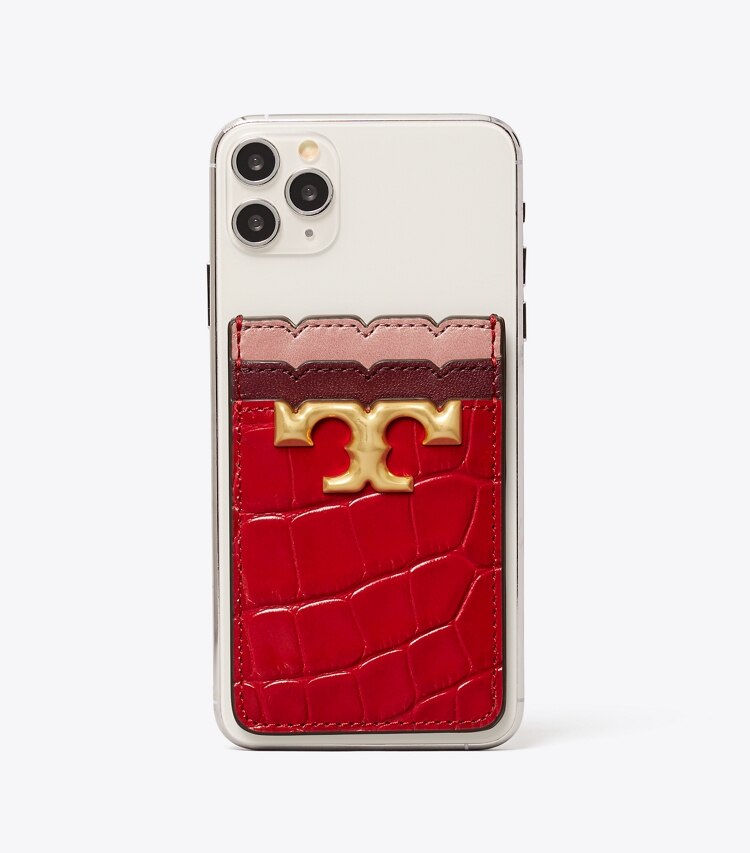 Tory Burch designer tech accessories Eleanor Phone Card Pocket in Redstone phone