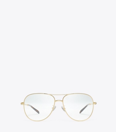 Tory Burch designer sunglasses & eyewear Eleanor Pilot Eyeglasses in YELLOW GOLD front