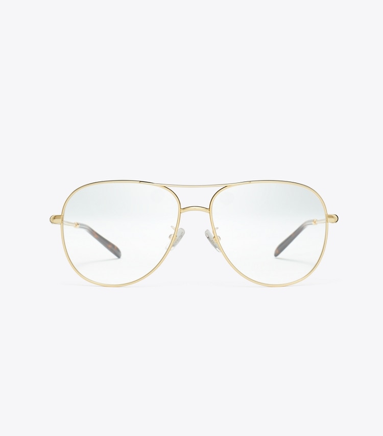 Tory Burch designer sunglasses & eyewear Eleanor Pilot Eyeglasses in YELLOW GOLD front