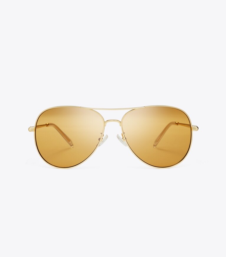 Tory Burch designer sonnenbrillen & brillen Eleanor Pilot Sunglasses in GOLD/ORANGE front