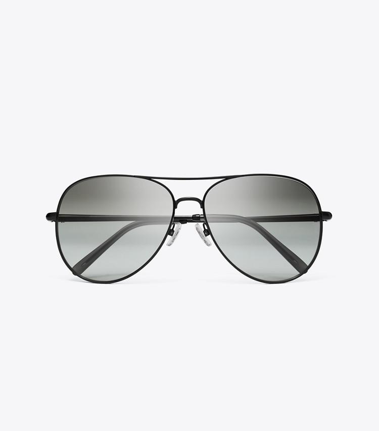 Tory Burch designer sunglasses & eyewear Eleanor Pilot Sunglasses in BLACK/GREY GRADIENT overhead