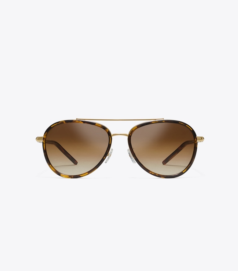 Tory Burch designer sonnenbrillen & brillen Eleanor Pilotensonnenbrille in DARK TORTOISE front